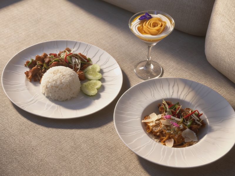 Chef’s Seasonal Selection, Rosé Pasta, Crispy Chicken with Garlic & Chilli, Mango Cream Cheese Rose Delight, Bangkok restaurant, Bangkok cafe, Food, Thai food,